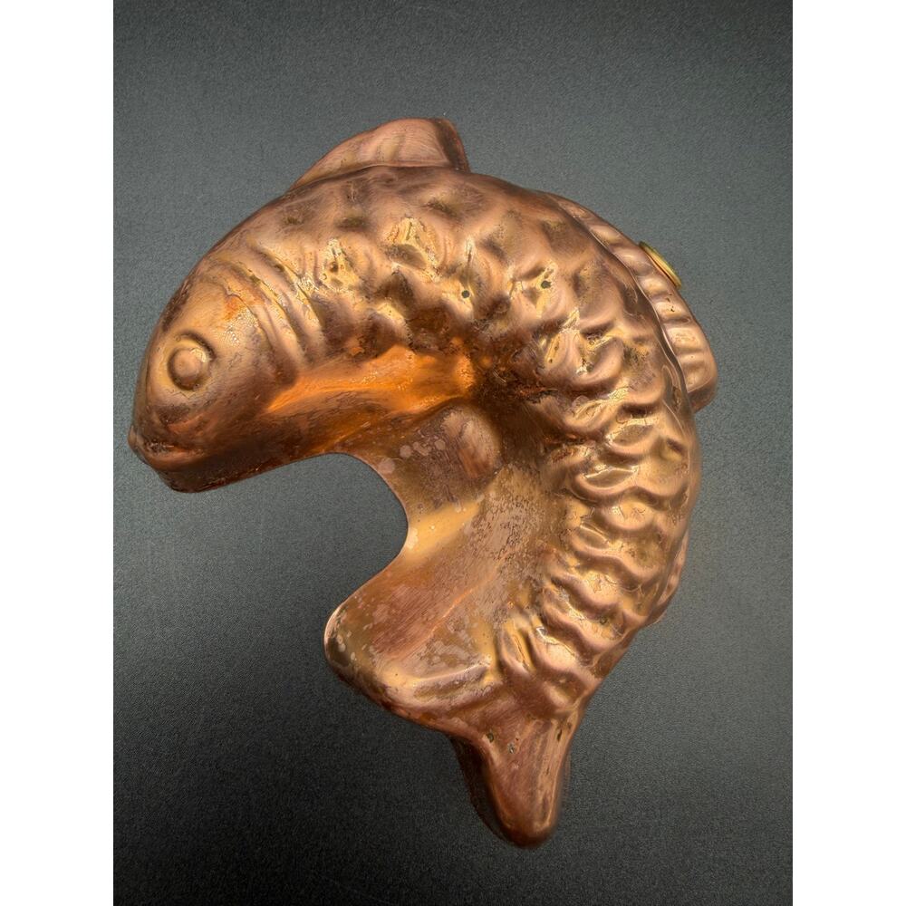 Vintage Copper Fish Mold Wall Hanging Kitchen Decor Baking Mold